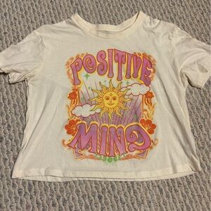 Positive Mind graphic tee with pink and orange